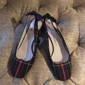 Christmas plaid square heel sling back w bow